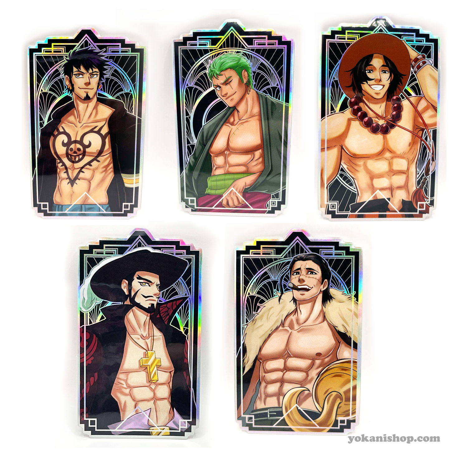 OP Holo Pirate Husbands: Holographic Vinyl Anime Stickers