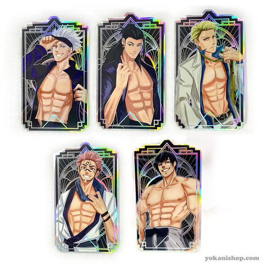 JJK Holo Husbandos: Holographic Vinyl Anime Men Stickers